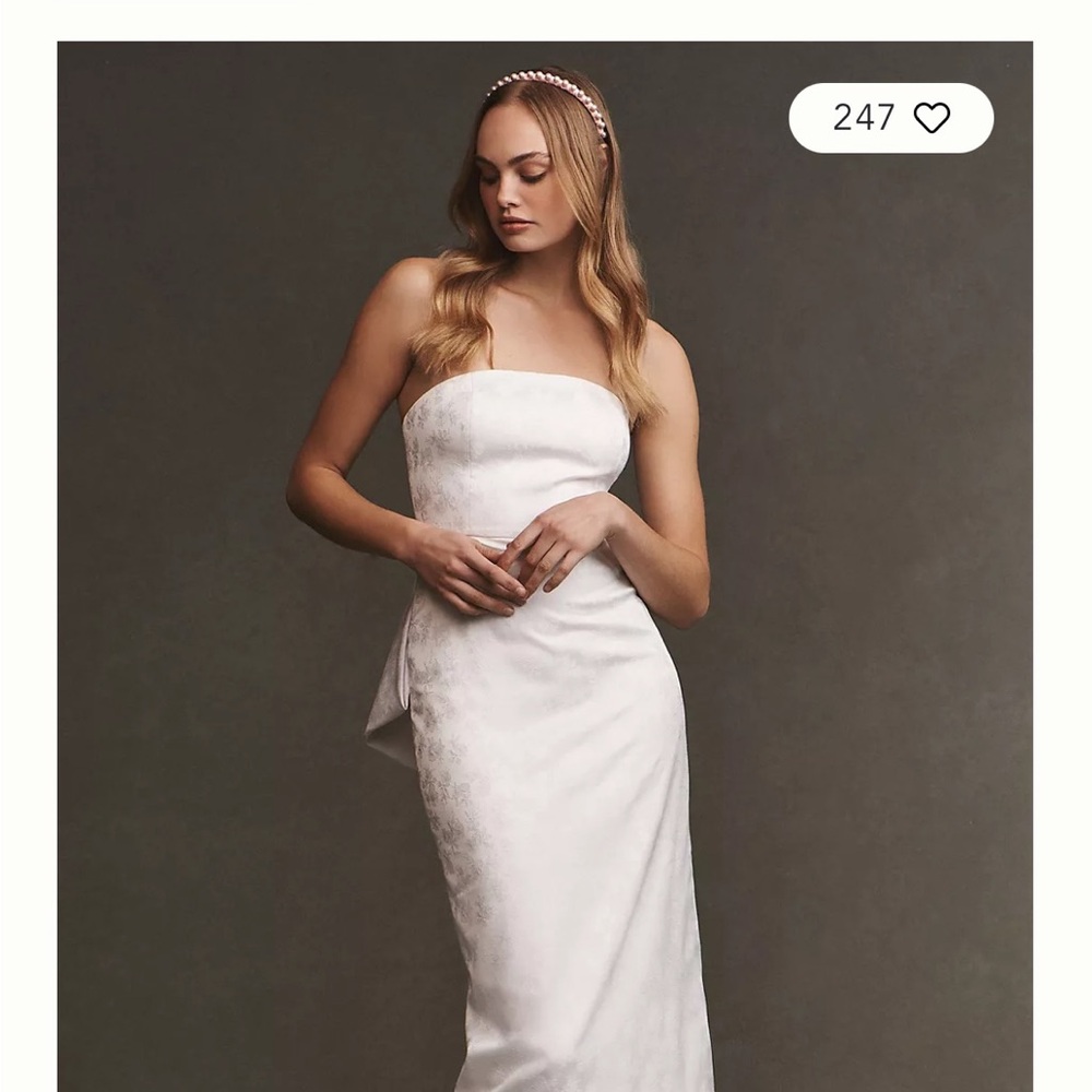 Sachin + Babi Strapless Back-Bow Stretch White Jacquard Midi Dress